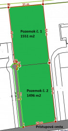 Lukratívny POZEMOK  č. 1 na Rodinný dom, 1551m2 Partizánske