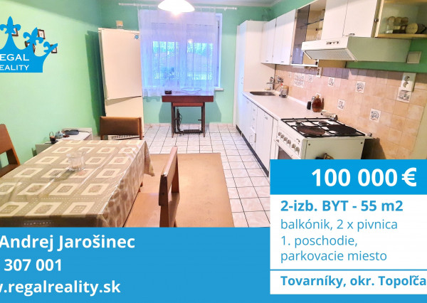 Veľký 2-IZB.  BYT, Balkónik, 2 x pivnica, 55 m2, Tovarníky