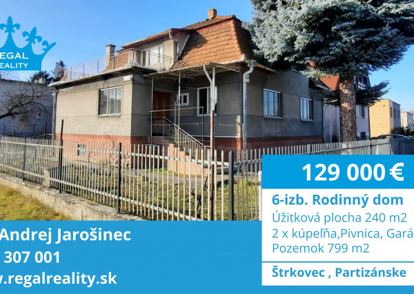 6 – izb. Rodinný dom, 799 m2, Štrkovec, Partizánske