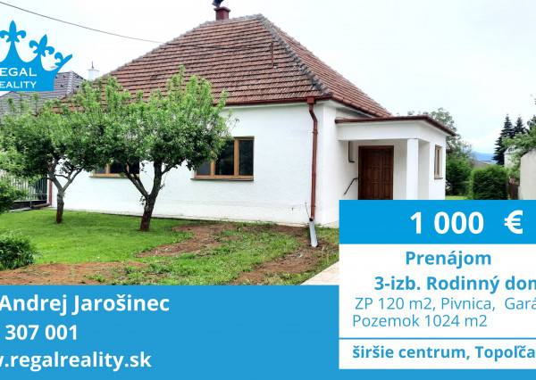 Rezervovaný: 3 – izb. Rodinný dom, Garáž, 1024 m2, Topoľčany