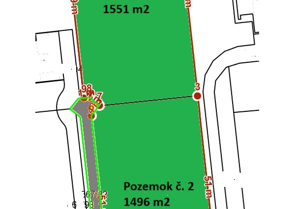 Lukratívny POZEMOK  č. 2 na Rodinný dom,1496 m2 Partizánske