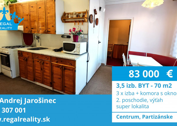 Veľký 3,5-IZB.  BYT, Komora, 70 m2, sídl. Luhy, Partizánske