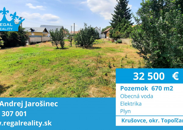 Výhradne: POZEMOK, 670 m2, KRUŠOVCE, okr. Topoľčany