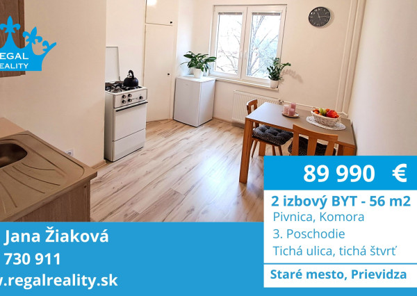 Krásny slnečný 2izbový byt v širšom centre Prievidze