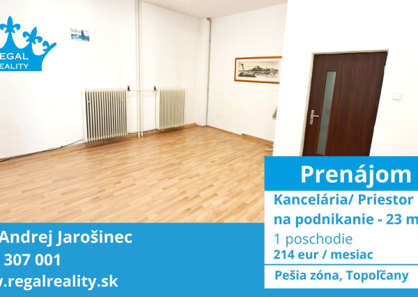 Kancelária/priestor na podnikanie, 23 m2,Centrum, Topoľčany
