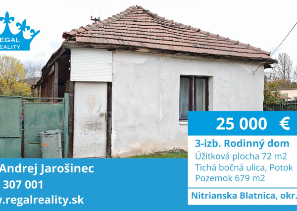 Znížená cena: 3-izb. Dom, 679 m2, Nitrianska Blatnica