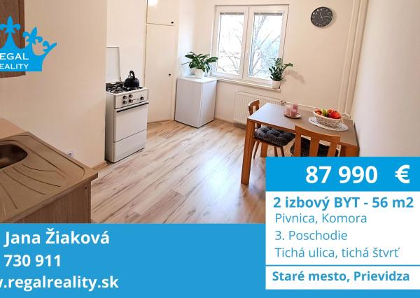 ZNÍŽANÁ CENA  - Krásny slnečný 2izbový byt v širšom centre Prievidze