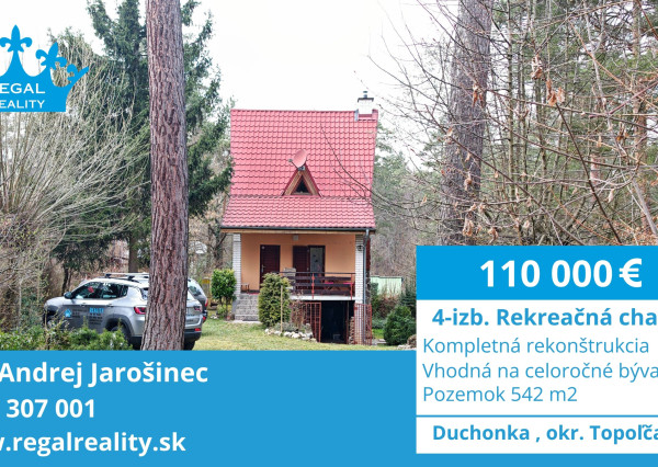 Čarovná rekreačná chata, pozemok 542 m2, Duchonka