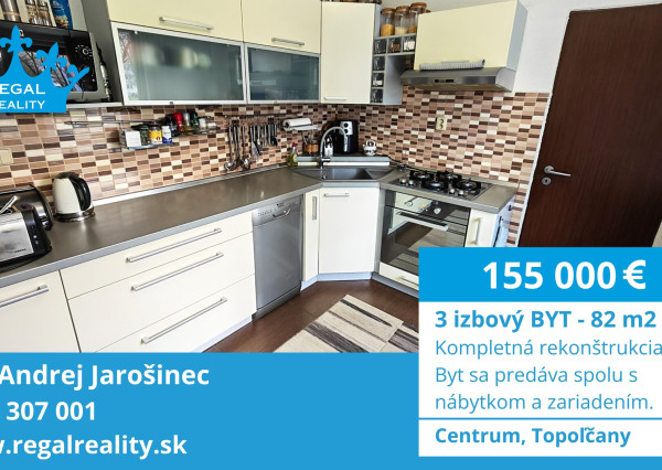 Veľký 3-IZB.  BYT, Špajza, 82 m2, Centrum, Topoľčany