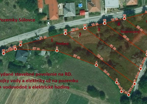 Predaný: POZEMOK  č. 1, 1047 m2, Súlovce ,okr. TO