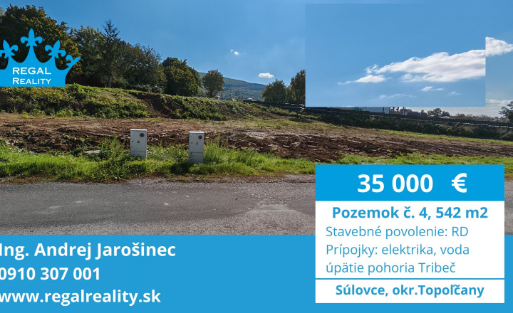POZEMOK  č. 4, 542 m2, Súlovce ,okr. TO - fotografia 1