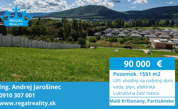 Znížená cena: POZEMOK 1 na Rodinný dom, 1551m2 Partizánske - fotografia 1