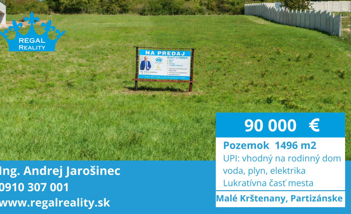 Znížená cena: POZEMOK 2 na Rodinný dom,1496 m2 Partizánske - fotografia 1