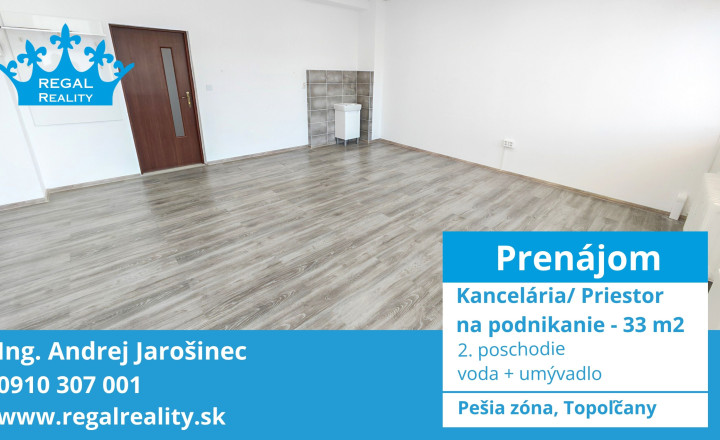 Prenájom: Kancelária/ Služby, 33 m2, Centrum, Topoľčany - fotografia 1