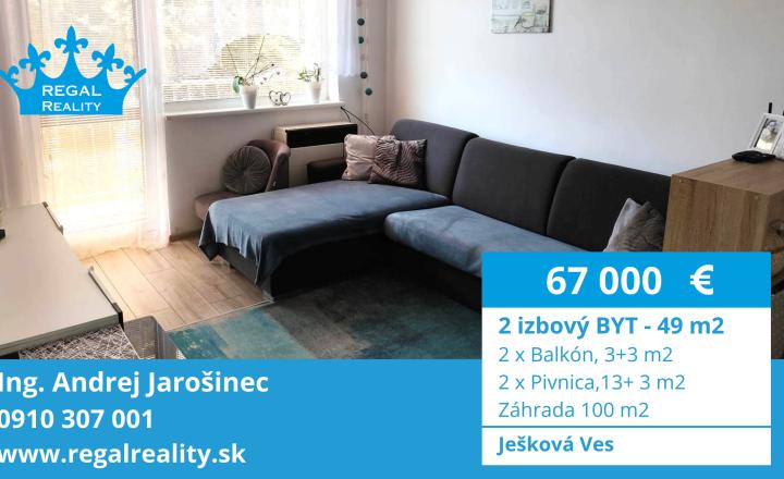 Znížená cena: Veľký 2-izb.  BYT, Záhrada, Ješková Ves - fotografia 1