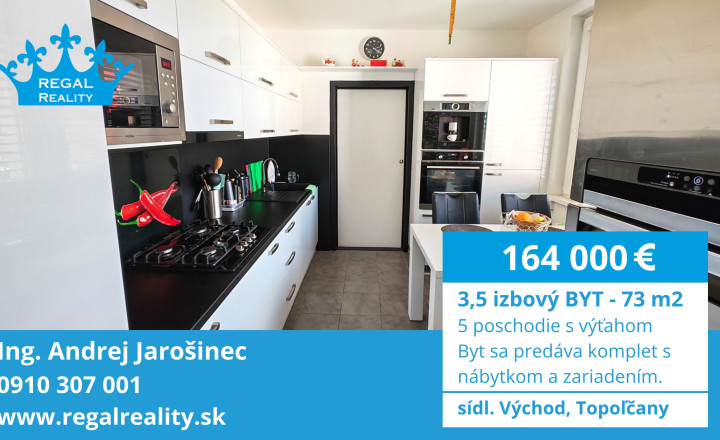 VEĽKÝ 3,5-IZBOVÝ BYT S BALKÓNOM, 73 m² | TOPOĽČANY – VÝCHOD - fotografia 1