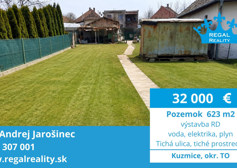 POZEMOK na RD, 623 m2, Kuzmice, okr. Topoľčany