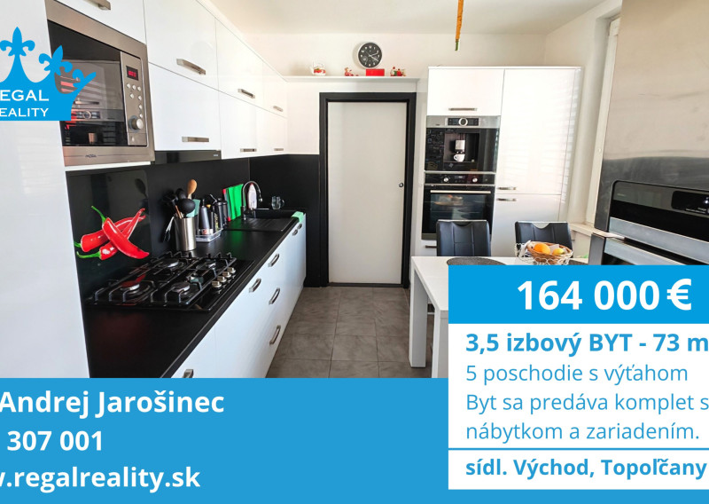 VEĽKÝ 3,5-IZBOVÝ BYT S BALKÓNOM, 73 m² | TOPOĽČANY – VÝCHOD