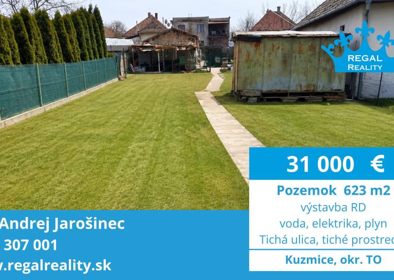 Znížená cena: POZEMOK na RD, 623 m2, Kuzmice, okr. TO