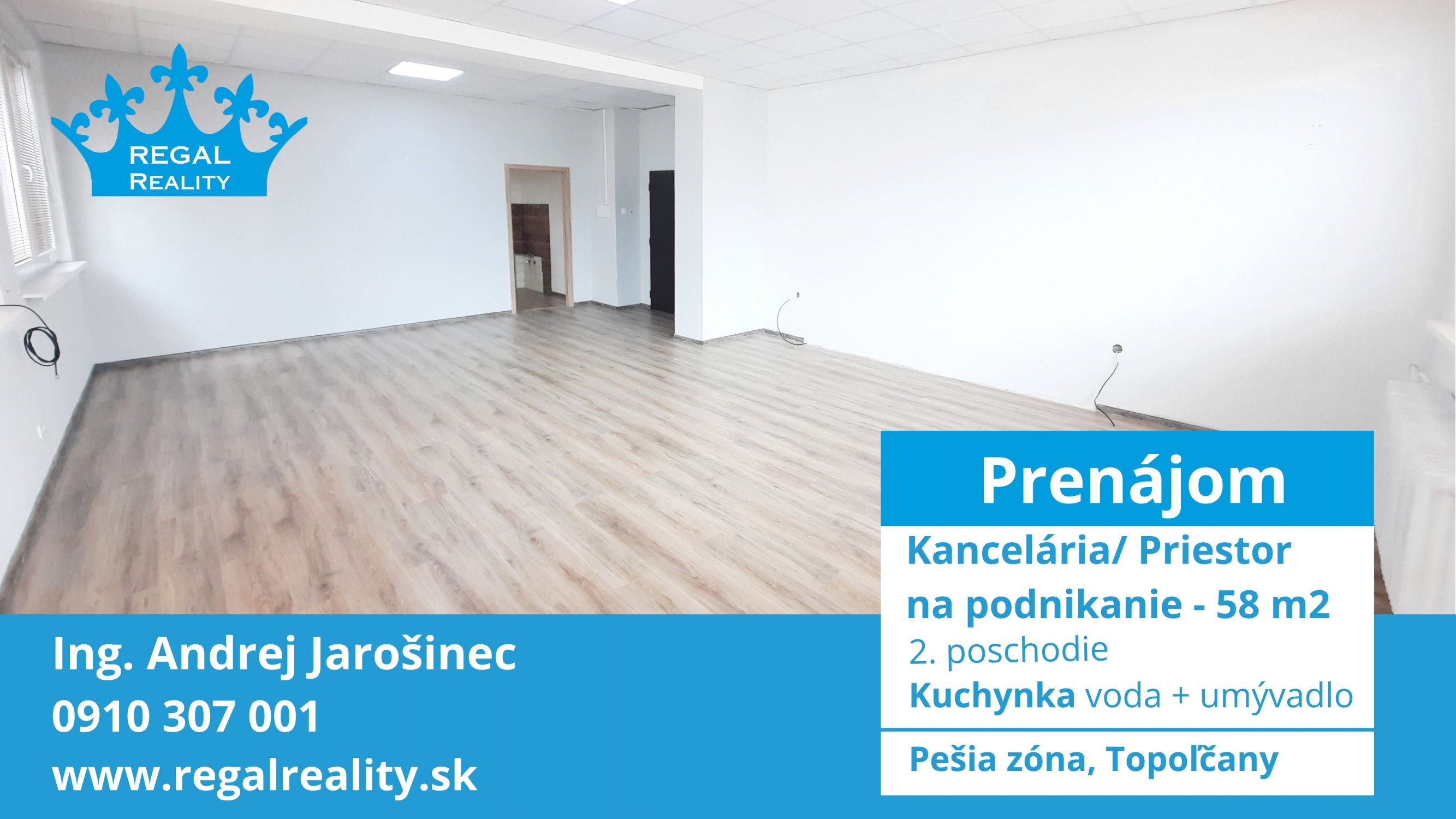 Prenájom: Kancelária + Kuchynka, 58 m2, Centrum, Topoľčany