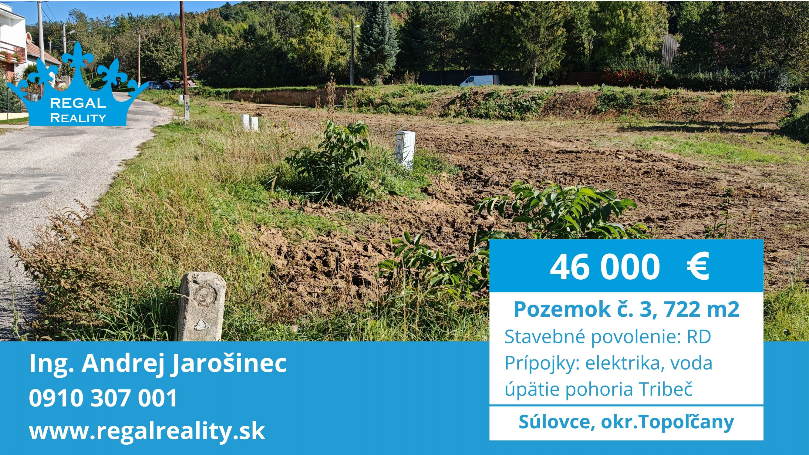 Rezervovaný: POZEMOK  č. 3, 722 m2, Súlovce , okr. TO