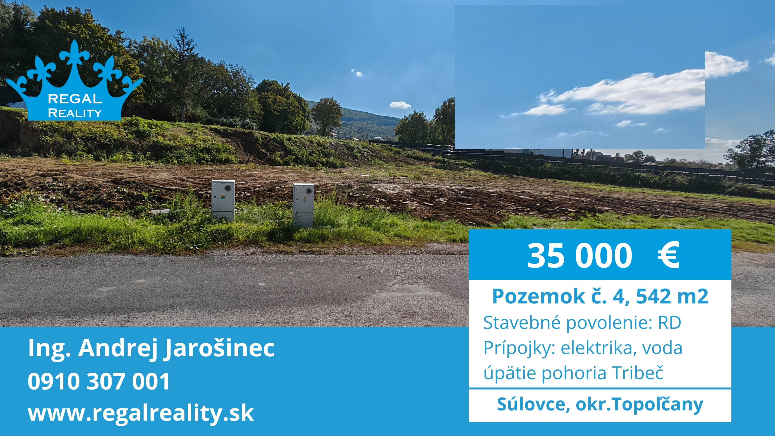 Rezervovaný: POZEMOK  č. 4, 542 m2, Súlovce ,okr. TO