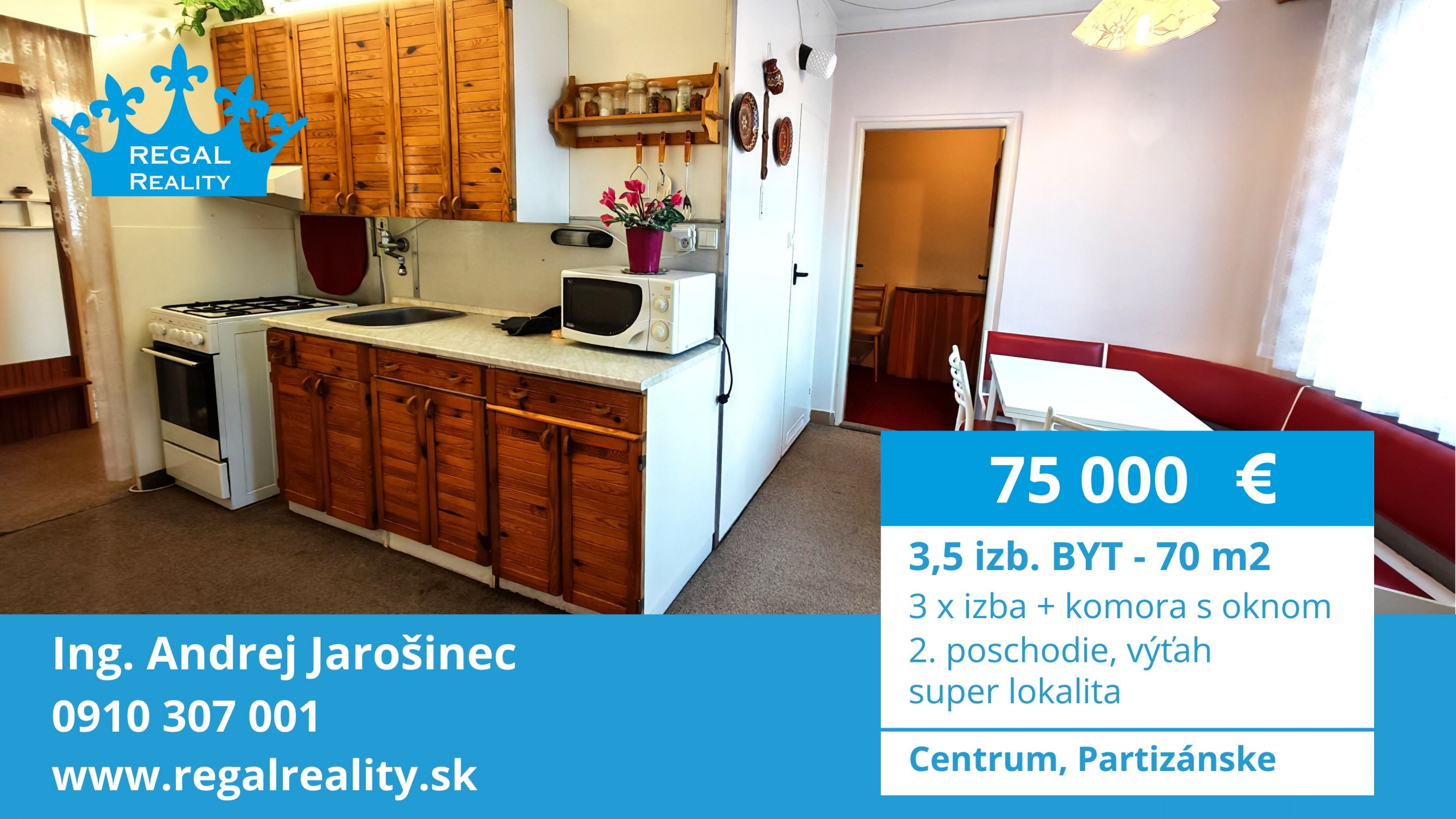 Rezervovaný: 3,5-IZB.  BYT, 70 m2, sídl. Luhy, Partizánske