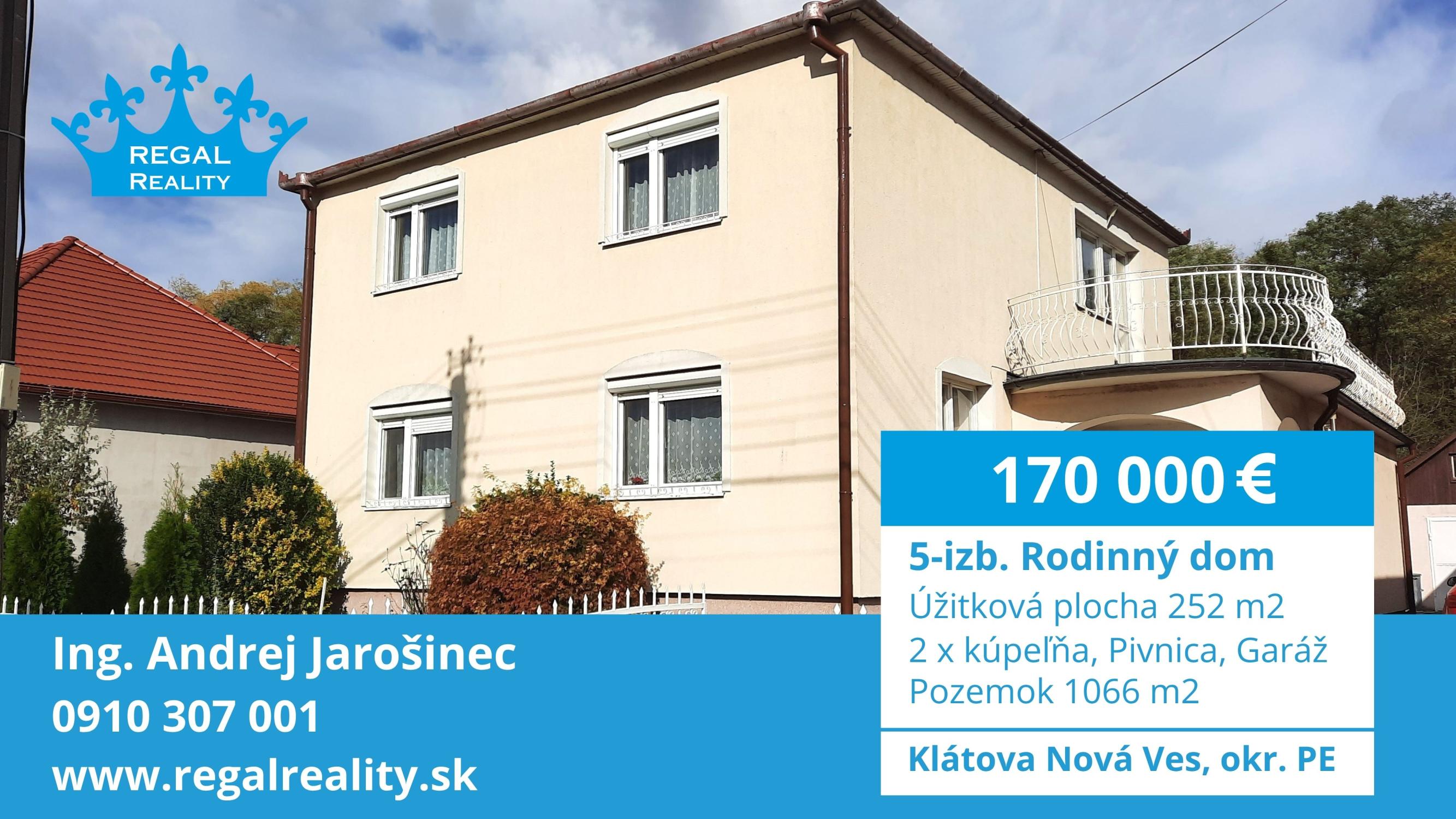 Rezervovaný: 5-izb. Dom, 1066 m2, Garáž,  Klátova Nová Ves